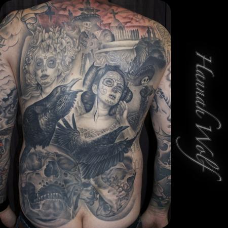 Tattoos - day of the dead back piece - 116311
